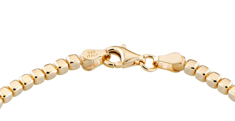 Miabella Italian 925 Sterling Silver, 18Kt Gold Plated Organic Cube Bead Chain Bracelet for Women Men, Made in Italy (YG Length 8 Inches) - Image 2